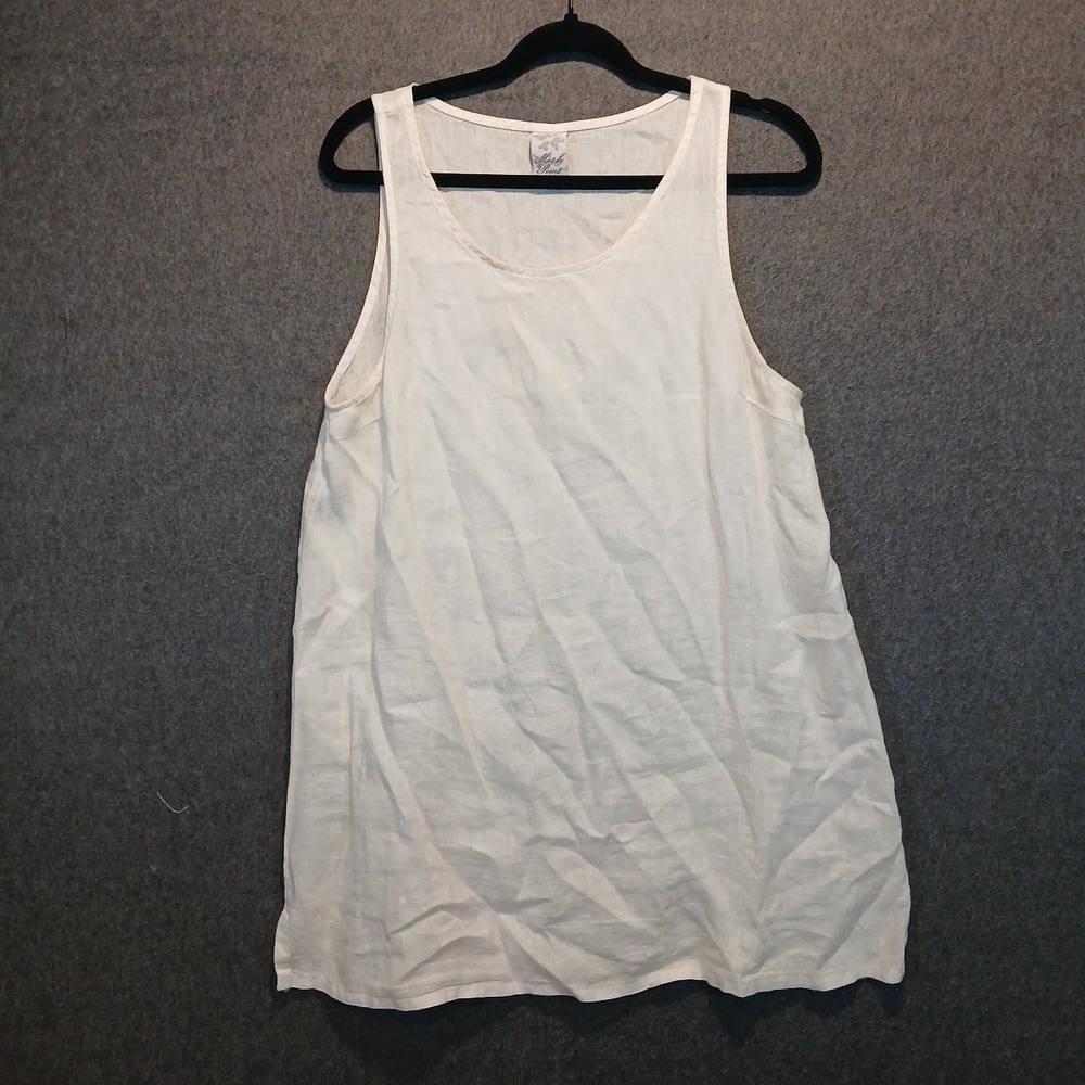 Match Point L 100% linen tunic style tank costal beachy sheer granola natural